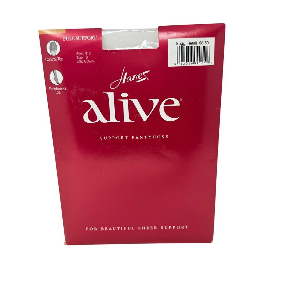 Hanes Alive Support Pantyhose Taupe Style 810 Size B Vintage 1995 New